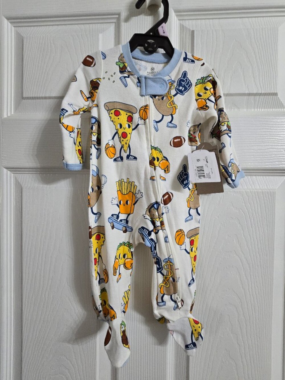 NWT Honest Baby 0-3 Mo Zip Sleeper Footed Organic Cotton Football Basketball